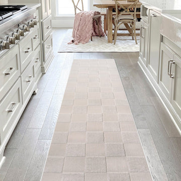 Hand Modern Geometric Checkerboard High-Low Area Rug